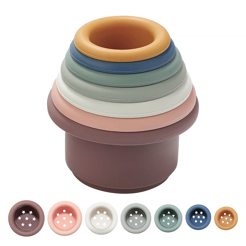 Baby Silicone Stacking Cups – Montessori Bath and Learning Toy