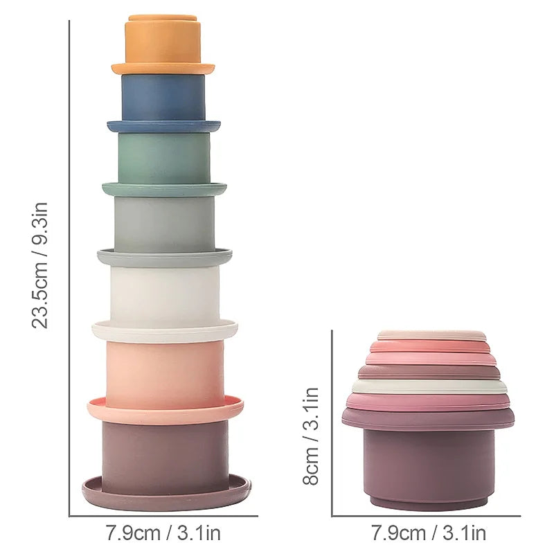 Baby Silicone Stacking Cups – Montessori Bath and Learning Toy