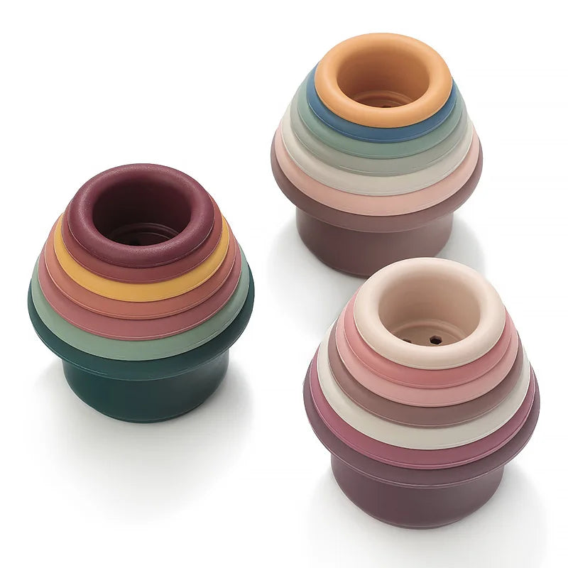 Baby Silicone Stacking Cups – Montessori Bath and Learning Toy