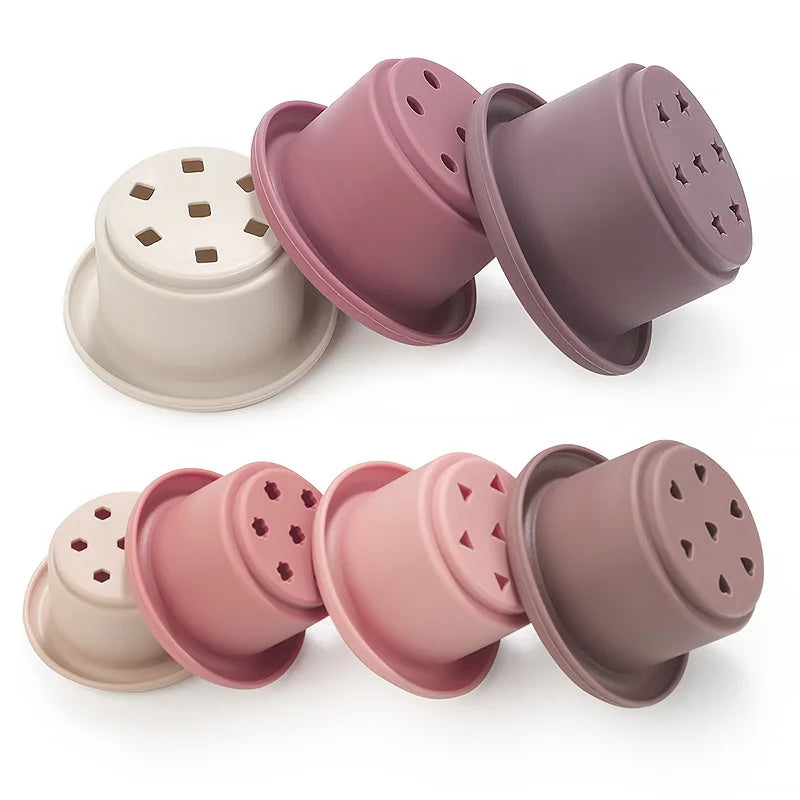 Baby Silicone Stacking Cups – Montessori Bath and Learning Toy