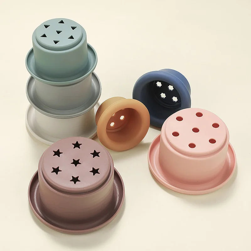 Baby Silicone Stacking Cups – Montessori Bath and Learning Toy