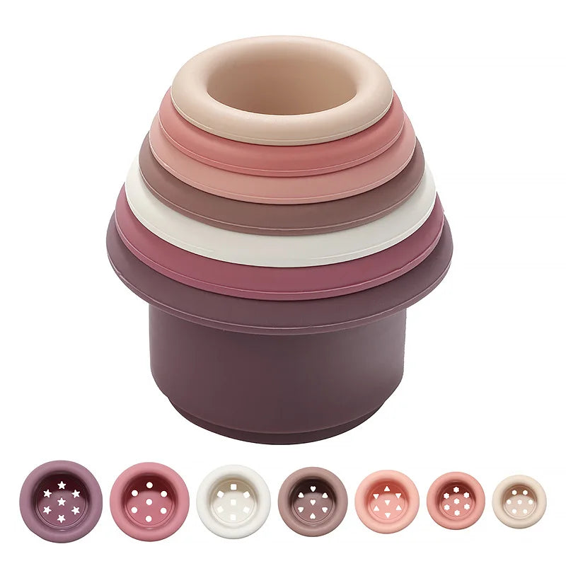 Baby Silicone Stacking Cups – Montessori Bath and Learning Toy