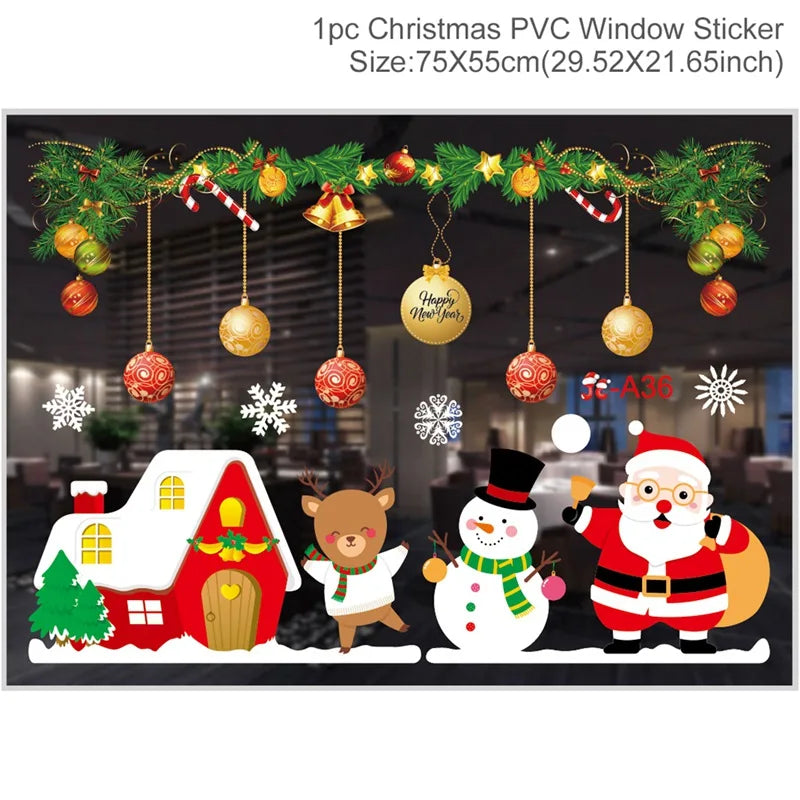 Christmas Window Stickers Wall Decorations for Home