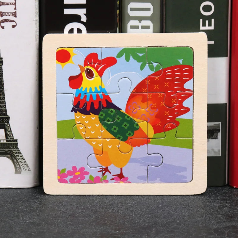 Wooden Animal Tangram Puzzle – 3D Cartoon Jigsaw