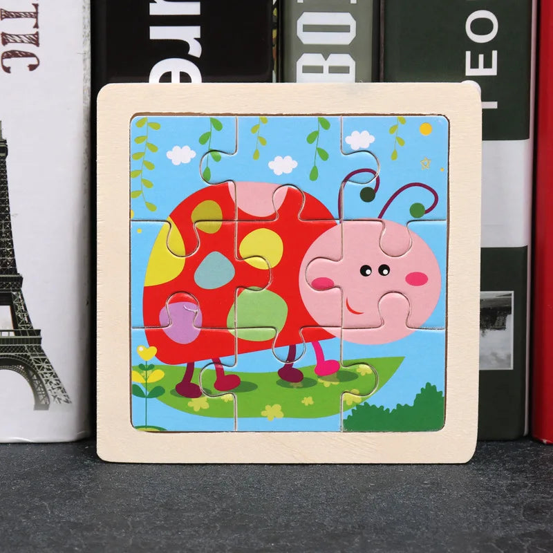 Wooden Animal Tangram Puzzle – 3D Cartoon Jigsaw