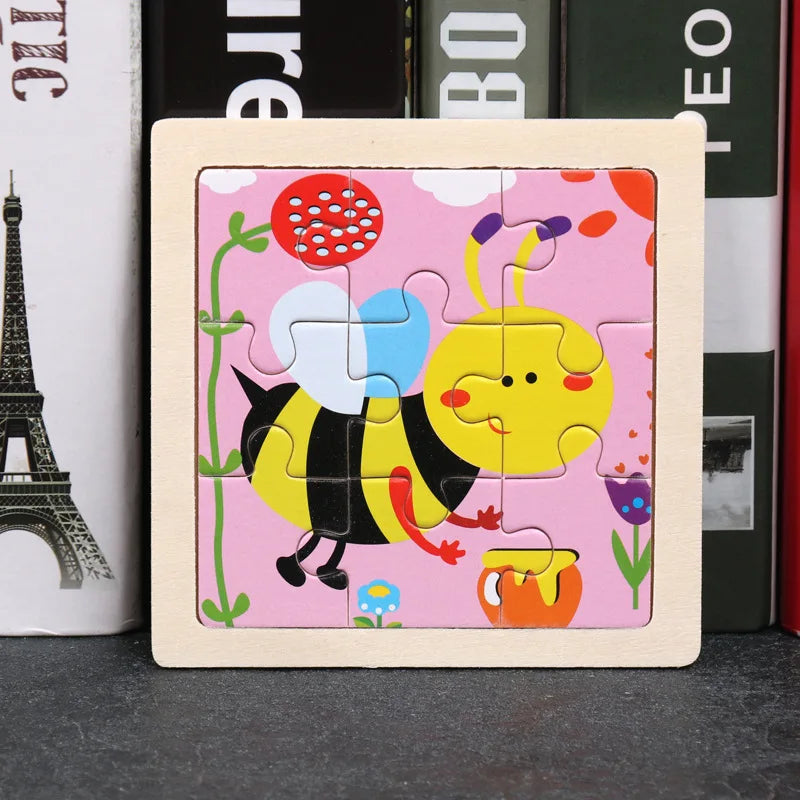 Wooden Animal Tangram Puzzle – 3D Cartoon Jigsaw