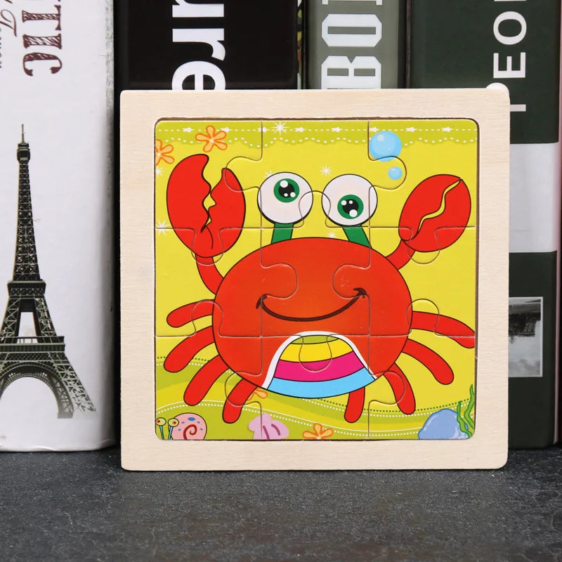 Wooden Animal Tangram Puzzle – 3D Cartoon Jigsaw