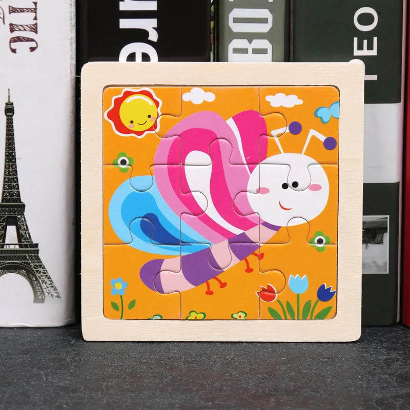 Wooden Animal Tangram Puzzle – 3D Cartoon Jigsaw
