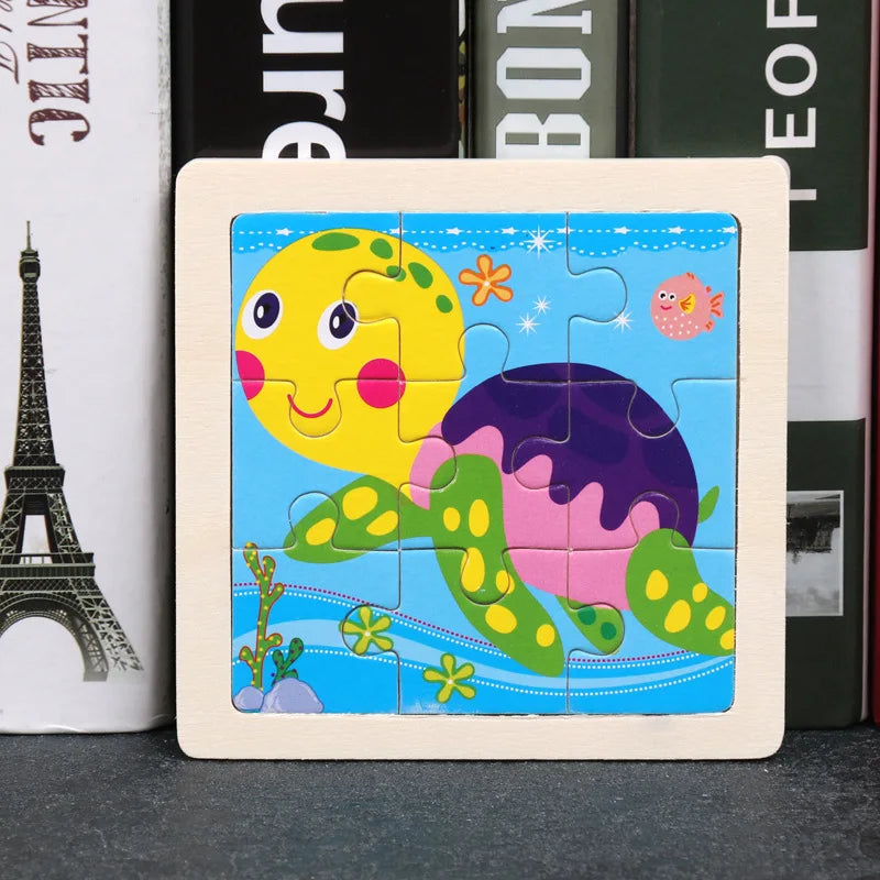 Wooden Animal Tangram Puzzle – 3D Cartoon Jigsaw