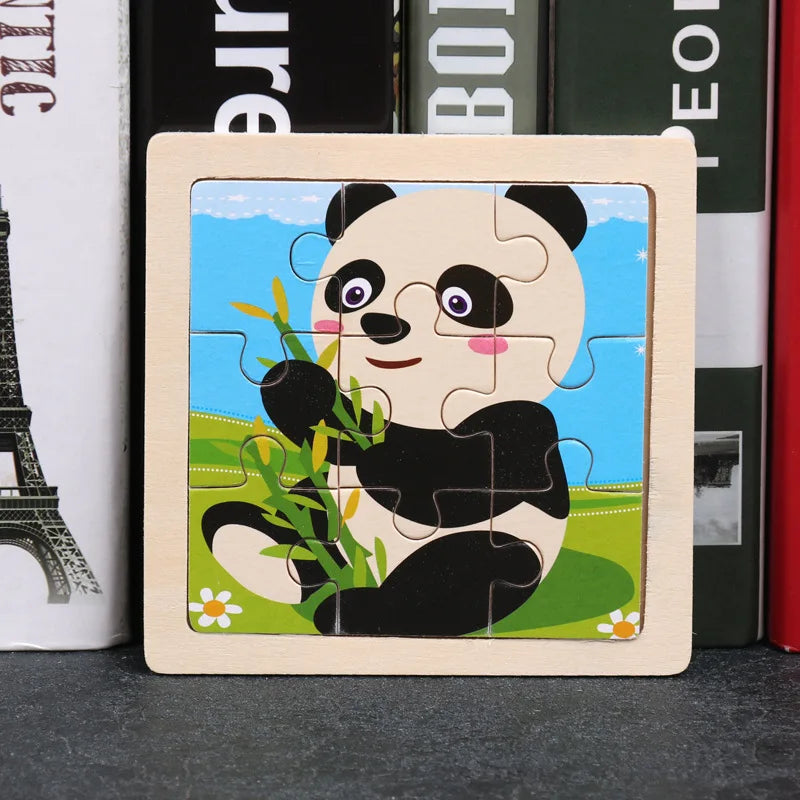 Wooden Animal Tangram Puzzle – 3D Cartoon Jigsaw