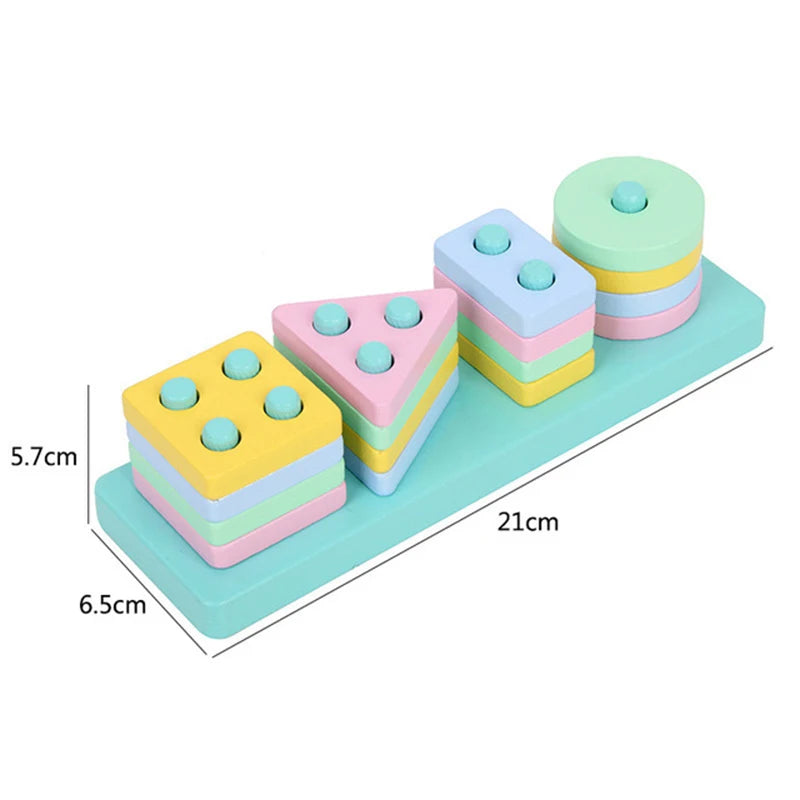 Wooden Building Blocks – Montessori Shape Matching Puzzle