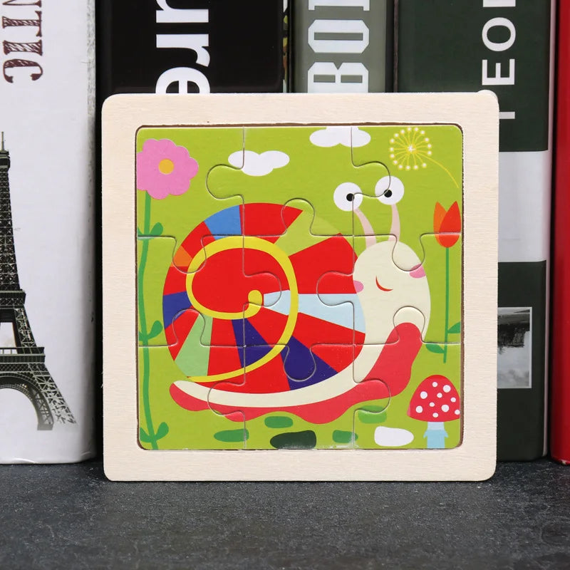 Wooden Animal Tangram Puzzle – 3D Cartoon Jigsaw