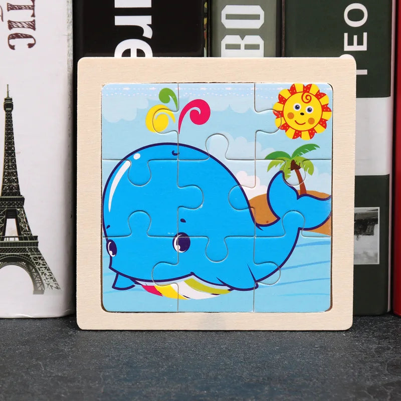 Wooden Animal Tangram Puzzle – 3D Cartoon Jigsaw