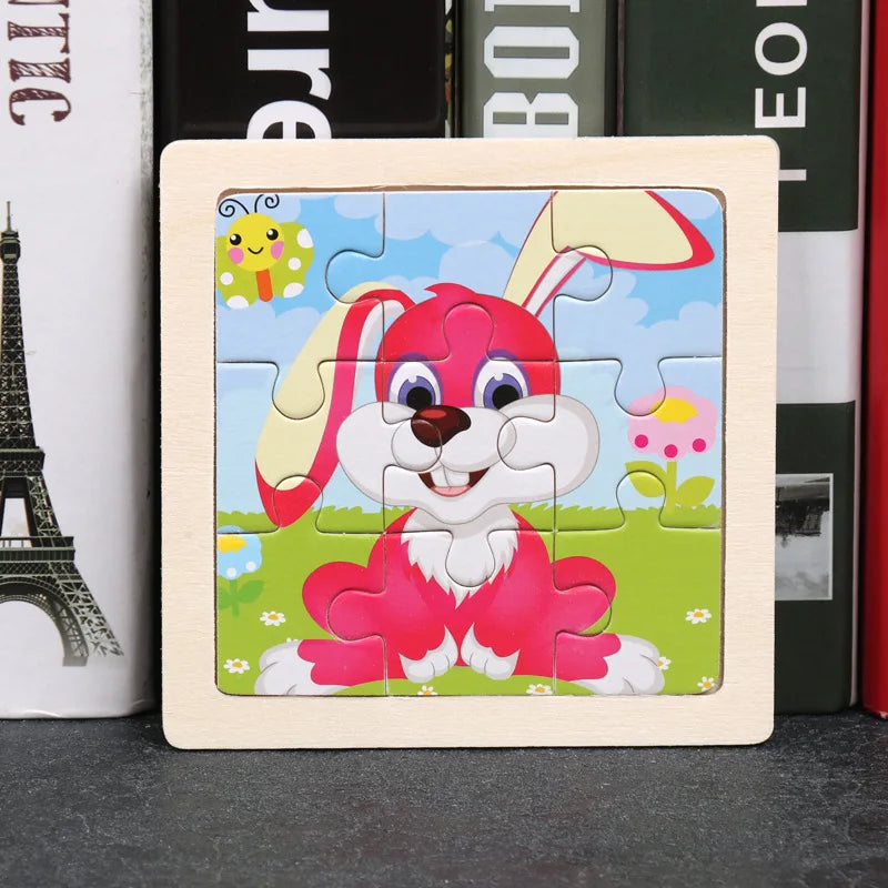 Wooden Animal Tangram Puzzle – 3D Cartoon Jigsaw