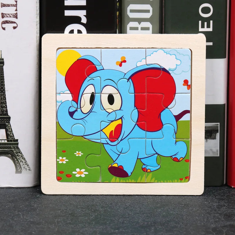 Wooden Animal Tangram Puzzle – 3D Cartoon Jigsaw