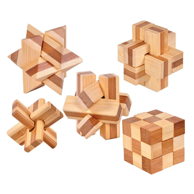Wooden Kong Ming Lock Puzzle – 3D Lu Ban Brain Teaser