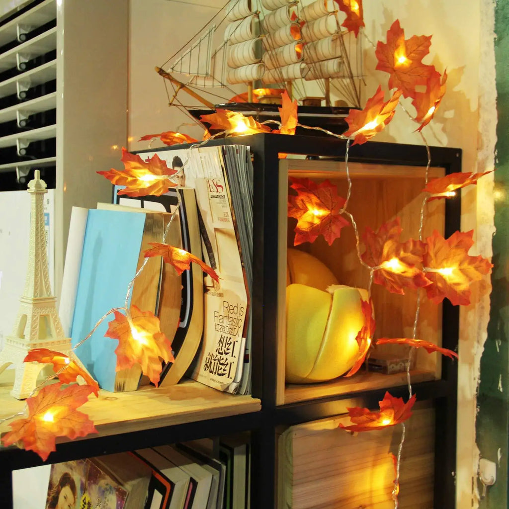 Artificial Maple Leaf LED String Lights for Fall & Christmas Decor