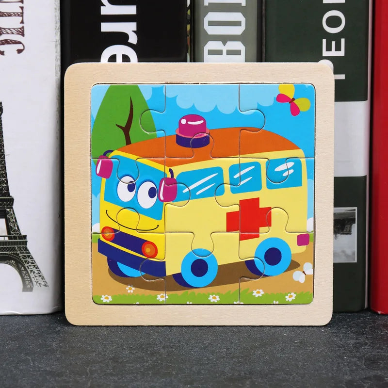 Wooden Animal Tangram Puzzle – 3D Cartoon Jigsaw