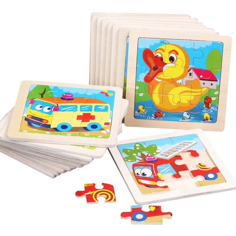 Wooden Animal Tangram Puzzle – 3D Cartoon Jigsaw