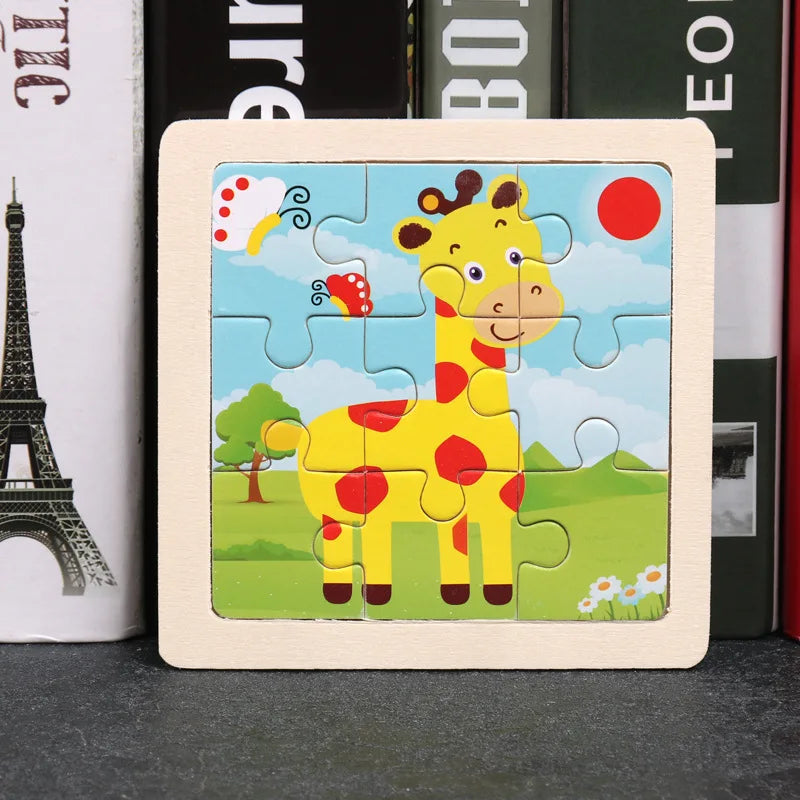 Wooden Animal Tangram Puzzle – 3D Cartoon Jigsaw