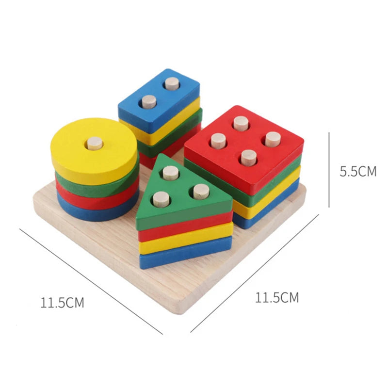 Wooden Building Blocks – Montessori Shape Matching Puzzle