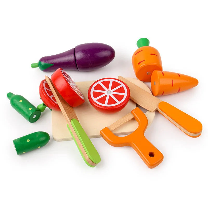 Wooden Cutting Food Toy – Pretend Play Fruit & Vegetables