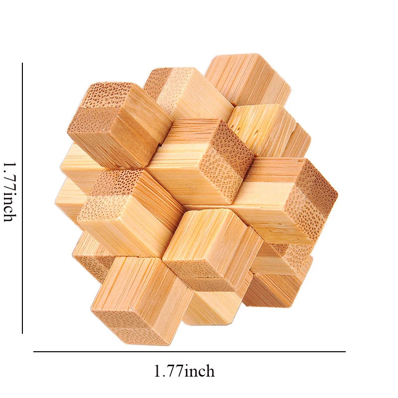 Wooden Kong Ming Lock Puzzle – 3D Lu Ban Brain Teaser