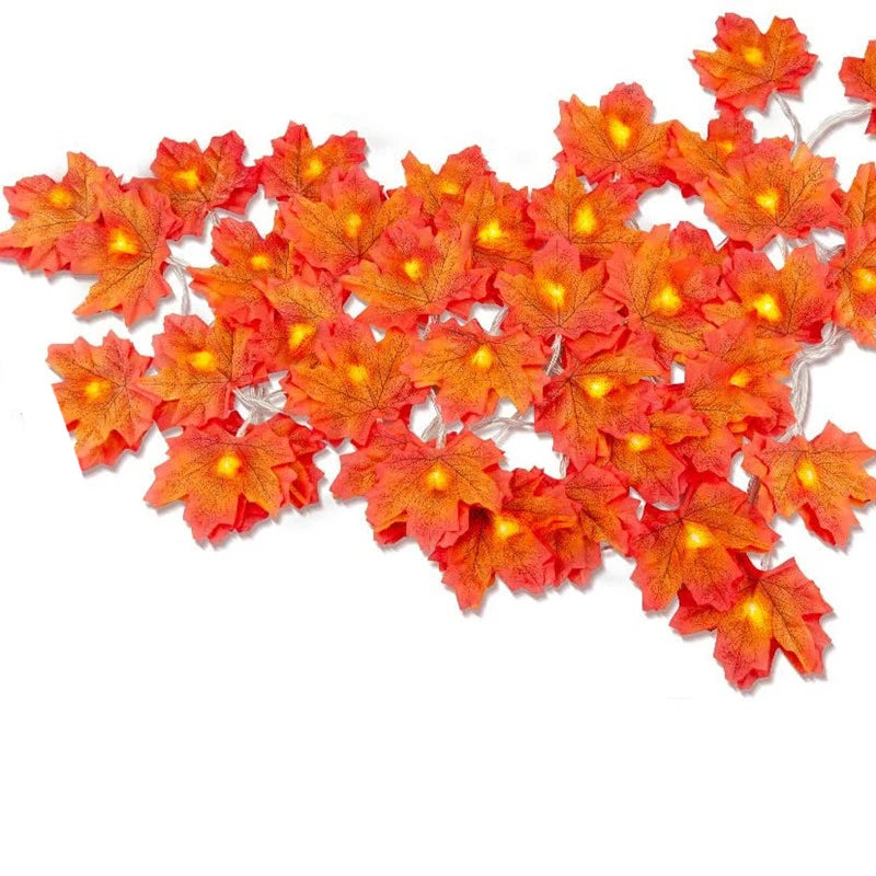 Artificial Maple Leaf LED String Lights for Fall & Christmas Decor