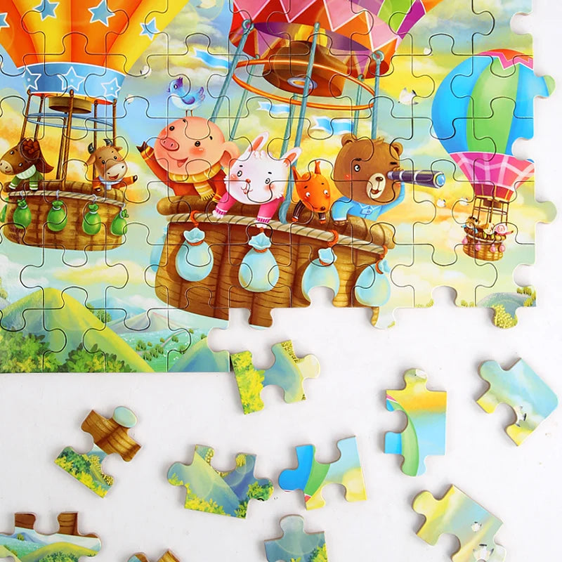 60 Piece Kids Jigsaw Puzzle – Cartoon Animal & Vehicle