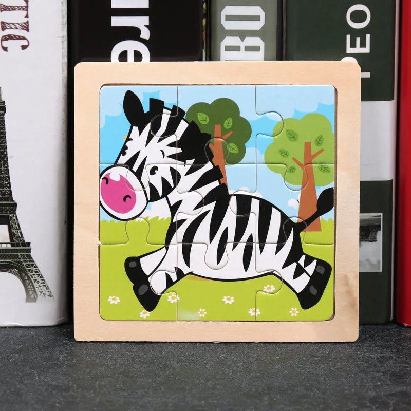 Wooden Animal Tangram Puzzle – 3D Cartoon Jigsaw