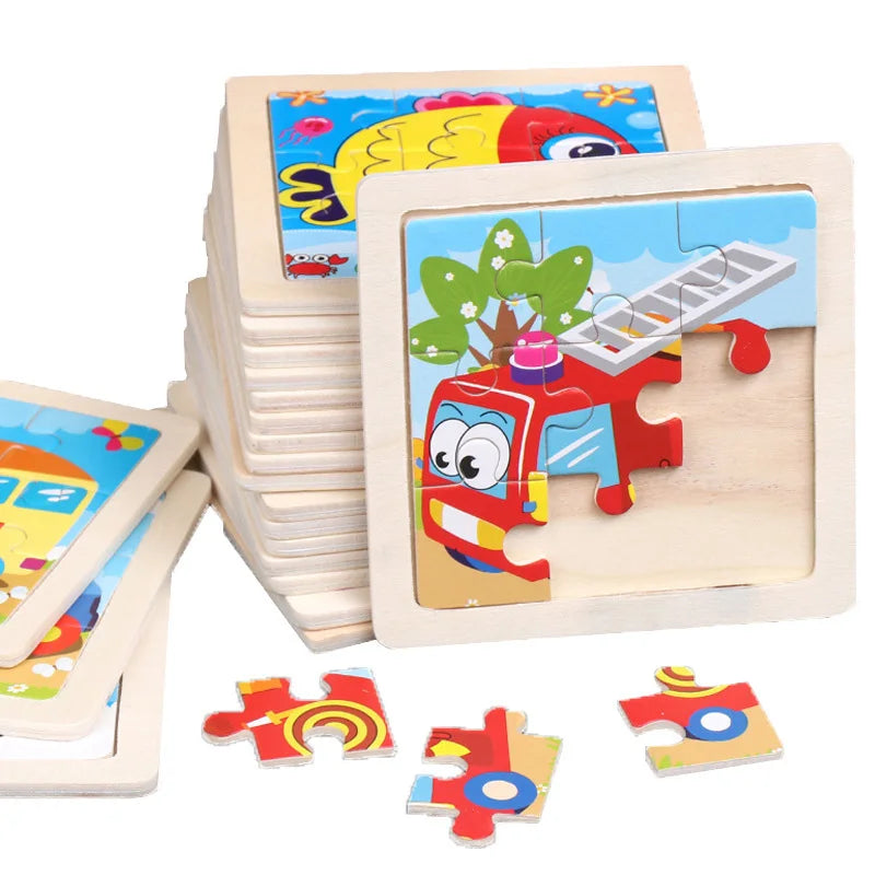 Wooden Animal Tangram Puzzle – 3D Cartoon Jigsaw