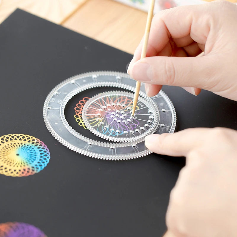 Spirograph Drawing Set with Interlocking Gears and Geometric Wheels