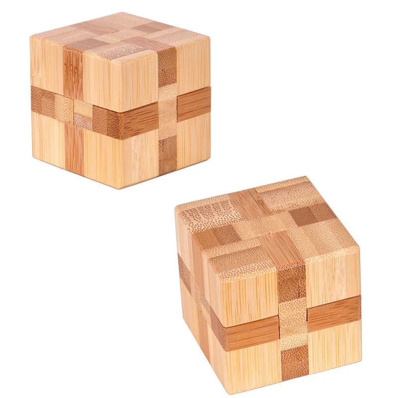 Wooden Kong Ming Lock Puzzle – 3D Lu Ban Brain Teaser