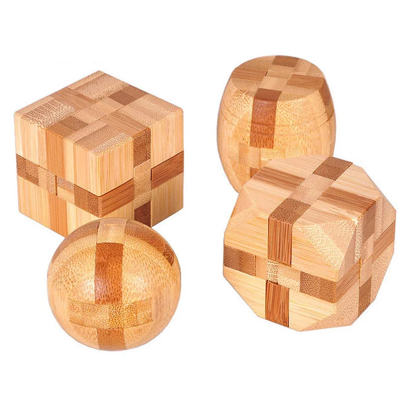 Wooden Kong Ming Lock Puzzle – 3D Lu Ban Brain Teaser