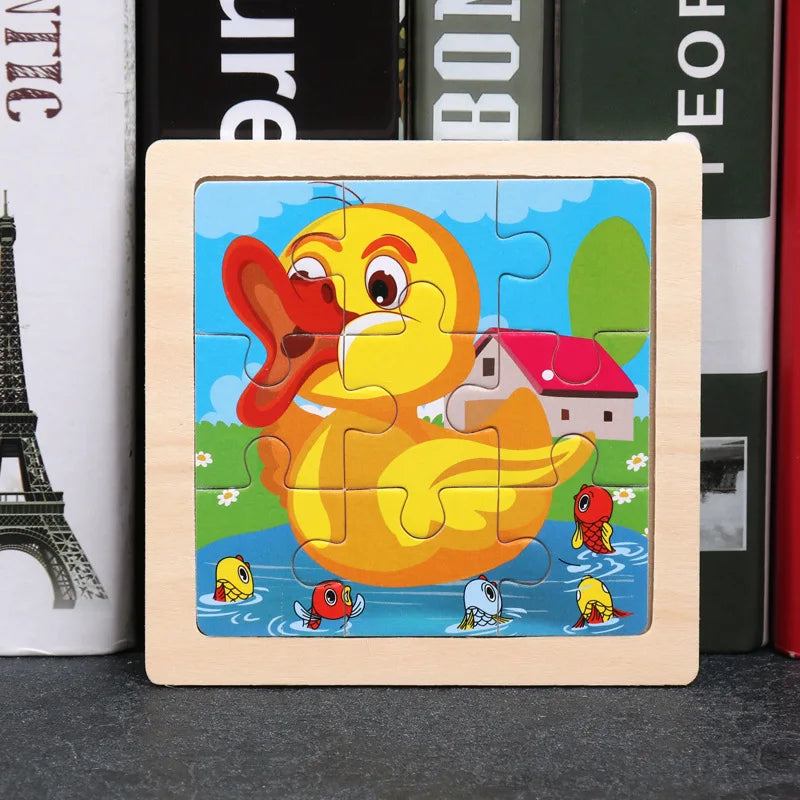 Wooden Animal Tangram Puzzle – 3D Cartoon Jigsaw