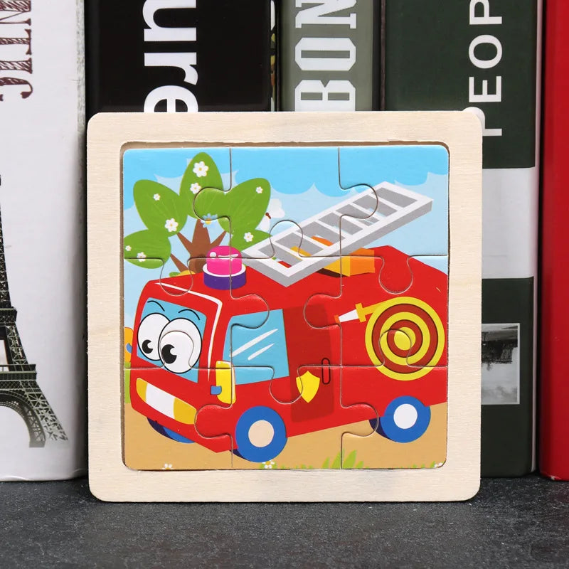 Wooden Animal Tangram Puzzle – 3D Cartoon Jigsaw