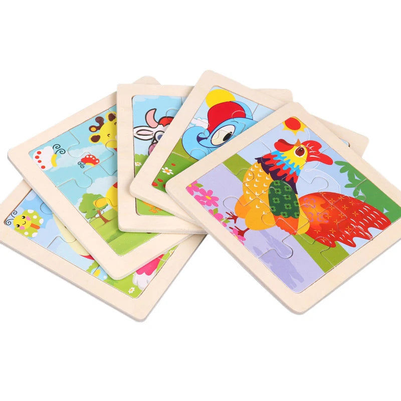 Wooden Animal Tangram Puzzle – 3D Cartoon Jigsaw
