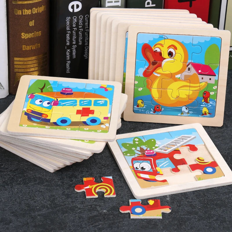 Wooden Animal Tangram Puzzle – 3D Cartoon Jigsaw