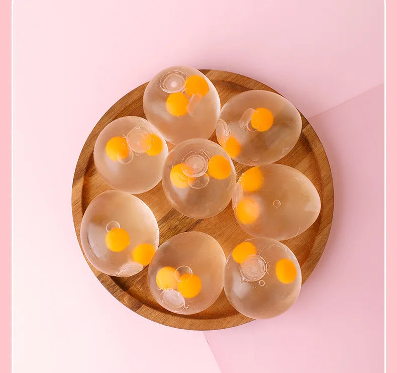 Double Yolk Egg Stress Toy – Transparent Squeeze Fidget