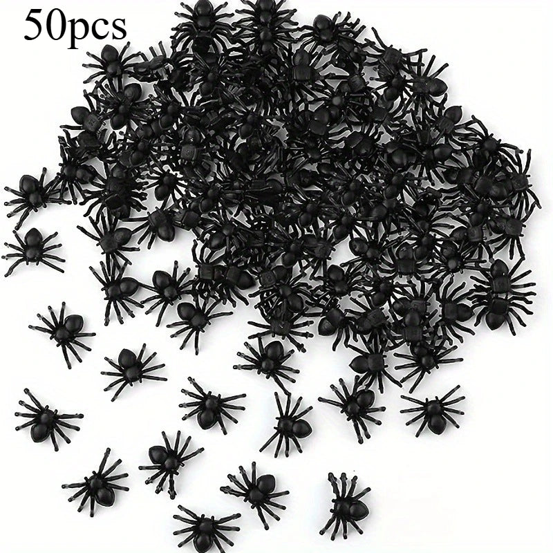 Mini Plastic Spider Decorations for Halloween Pranks & Haunted Houses