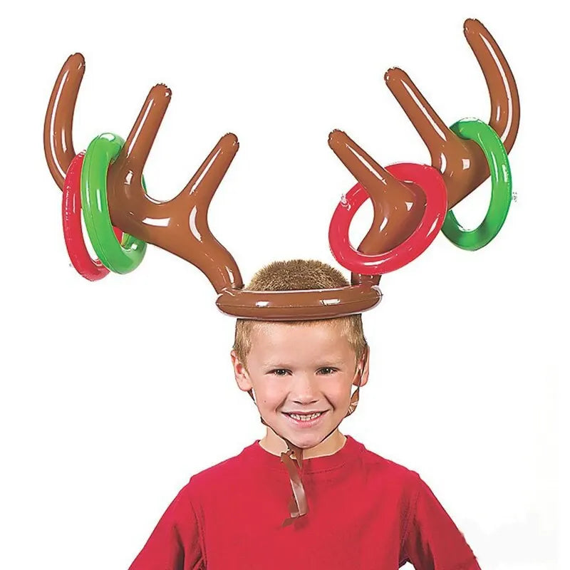 Reindeer Ring Toss Game Inflatable Christmas Antler Hat