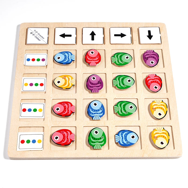 Wooden Logic Board Game – Color & Direction Matching Toy