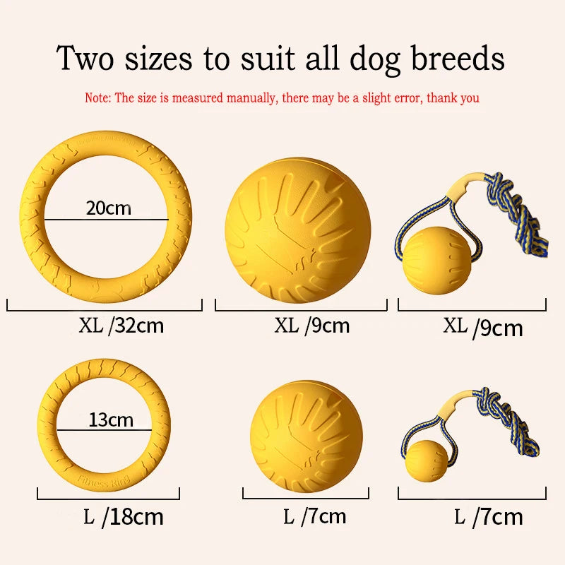 EVA Dog Toy Set – 4-Pack with Ball, Flying Disc and Tug Rope
