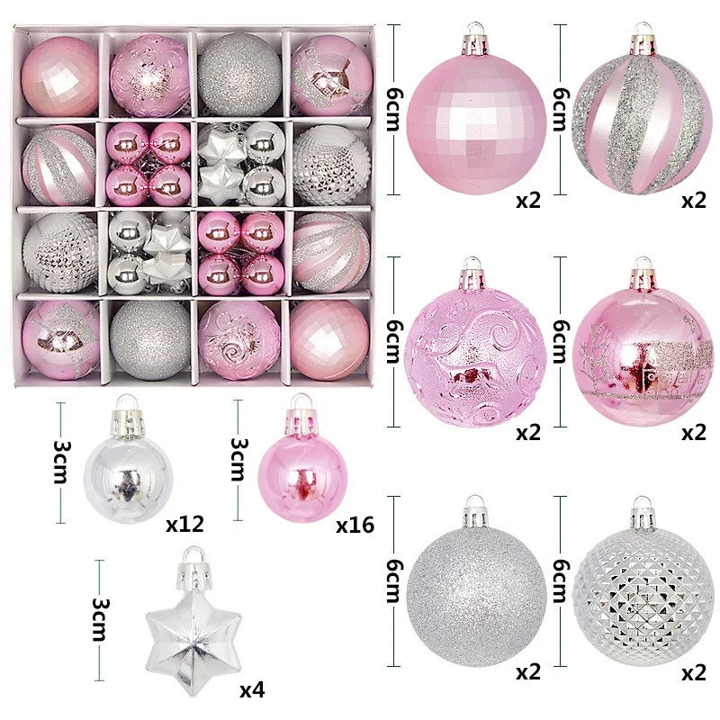 Christmas Ball Ornaments 44 Pcs 3-6CM Christmas Tree Decor Set