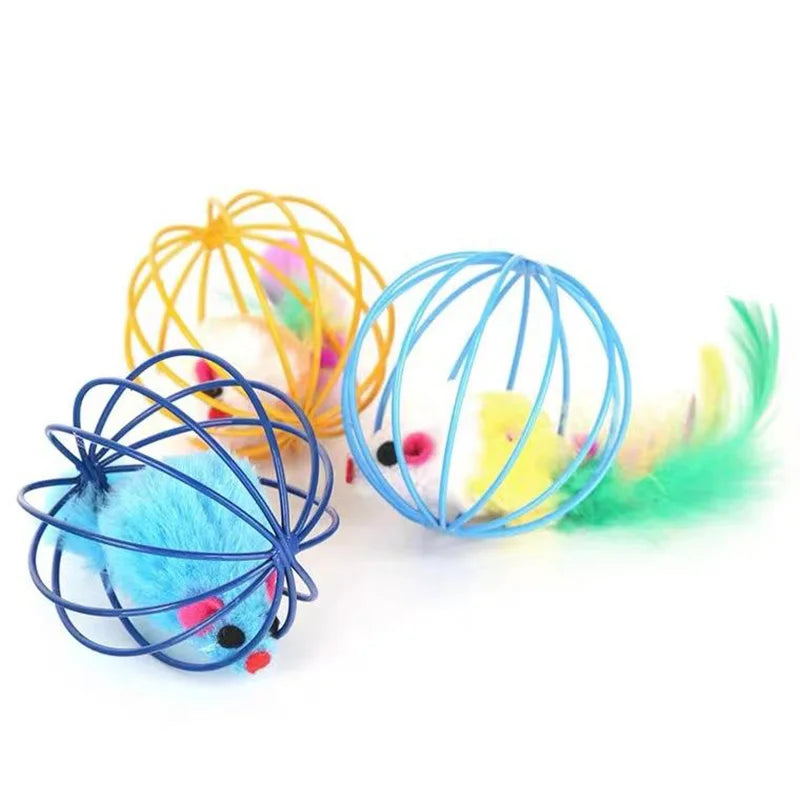 Interactive Cat Mouse Toy – Colorful Mouse in Cage