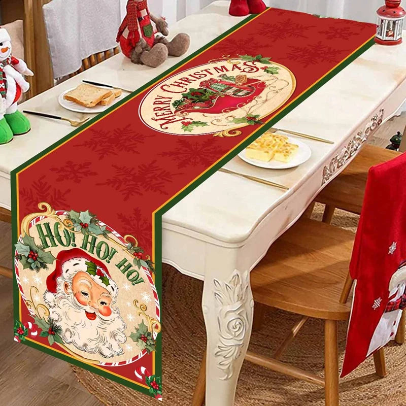 Santa Claus Christmas Table Runner – Holiday Table Decor