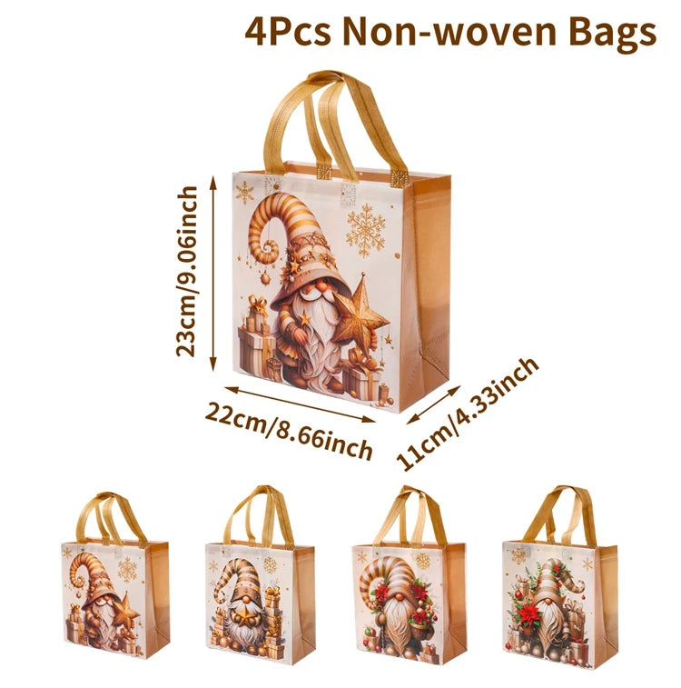 Christmas Gift Bags 4 Pcs Santa Holiday Party Favor Bags