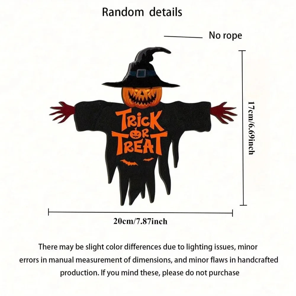 Halloween Metal Trick-or-Treat Sign with Pumpkin Monster Design