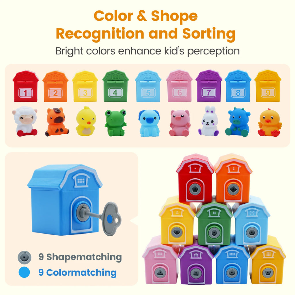 Montessori Farm Train Toy – Counting, Matching & Sorting Set