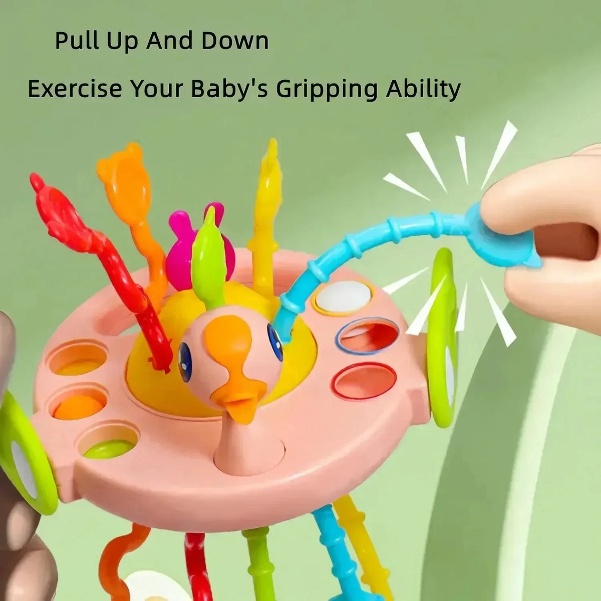 Silicone Baby Teether Toy – Duck Pull String Sensory Toy
